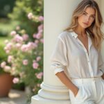 découvrez notre pantalon blanc en lin pour femme, alliant fraîcheur, élégance et confort pour un style estival parfait.